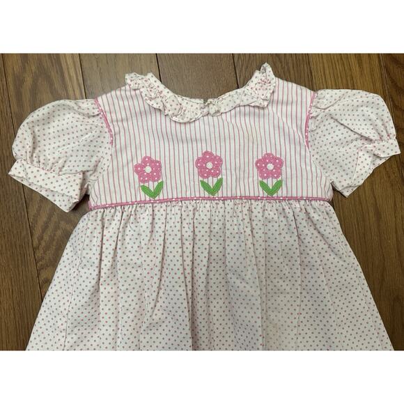 Vintage SYLVIA WHYTE For Saks Fifth Ave Infant Girls Pink Flowers 18 Months - Picture 2 of 6